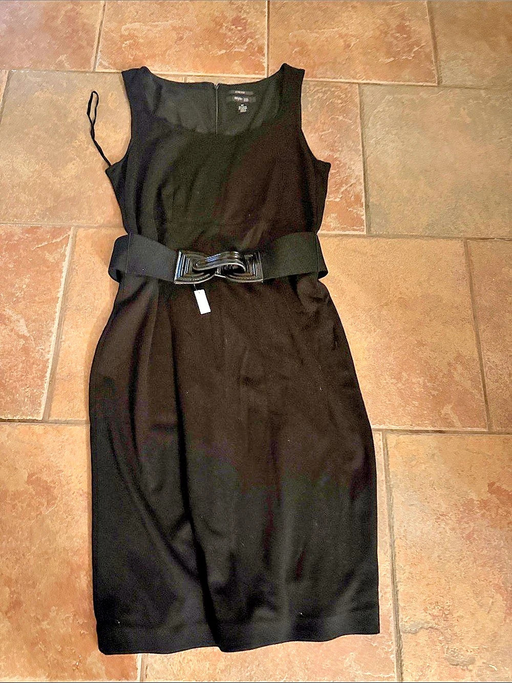 Style & Co. Belted Black Midi Dress Size 8P